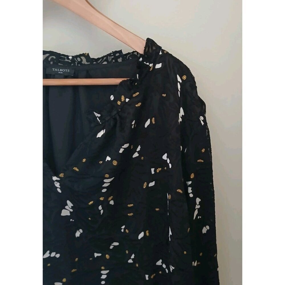 Talbots Plus Burnout Velvet Popover Top - Picture 4 of 13